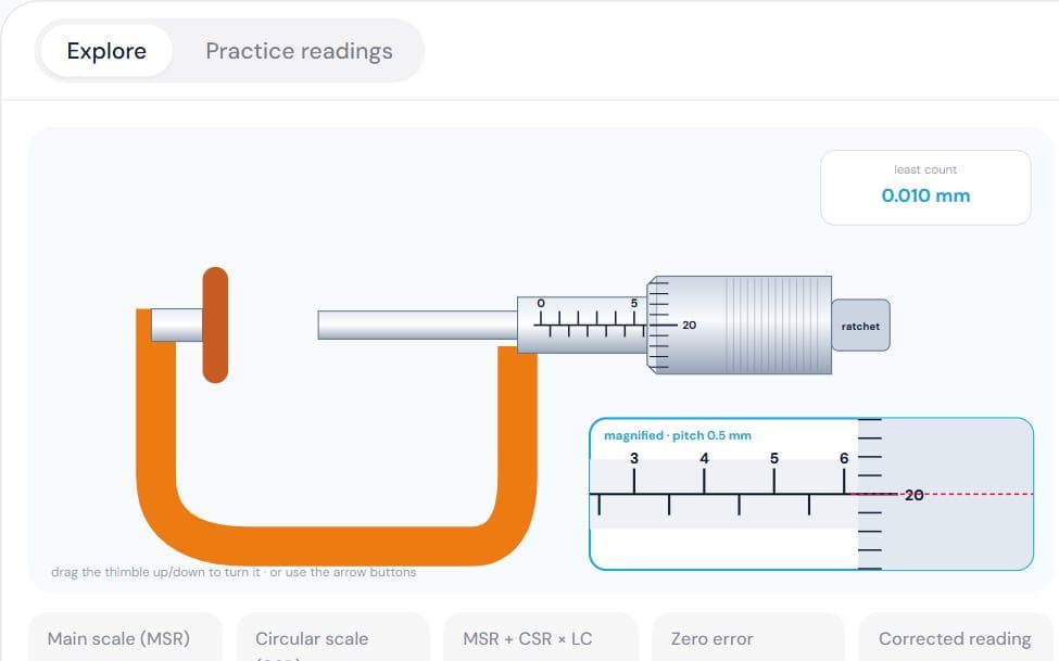 Screw Gauge (Micrometer) simulation